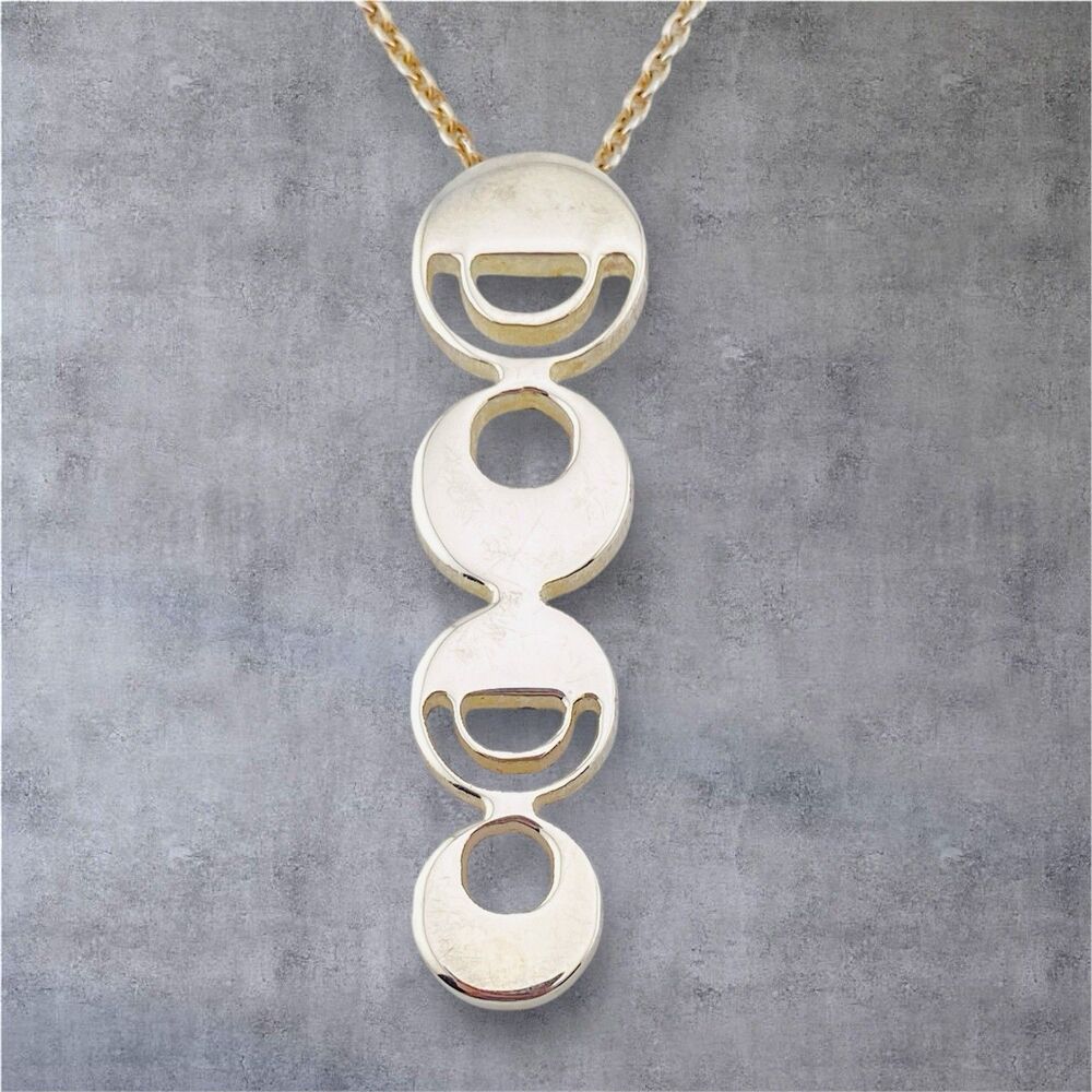 Cambridge Silverware Modernist Sterling Silver Pendant Necklace 17.5" Vintage